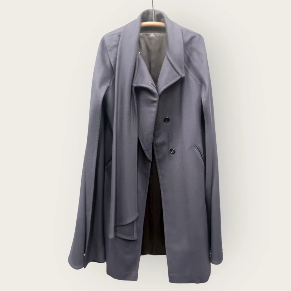 Elegant 1960s Purple Mauve Cape Coat by Gemini - 100% Wool - M - Picture 4 of 10
